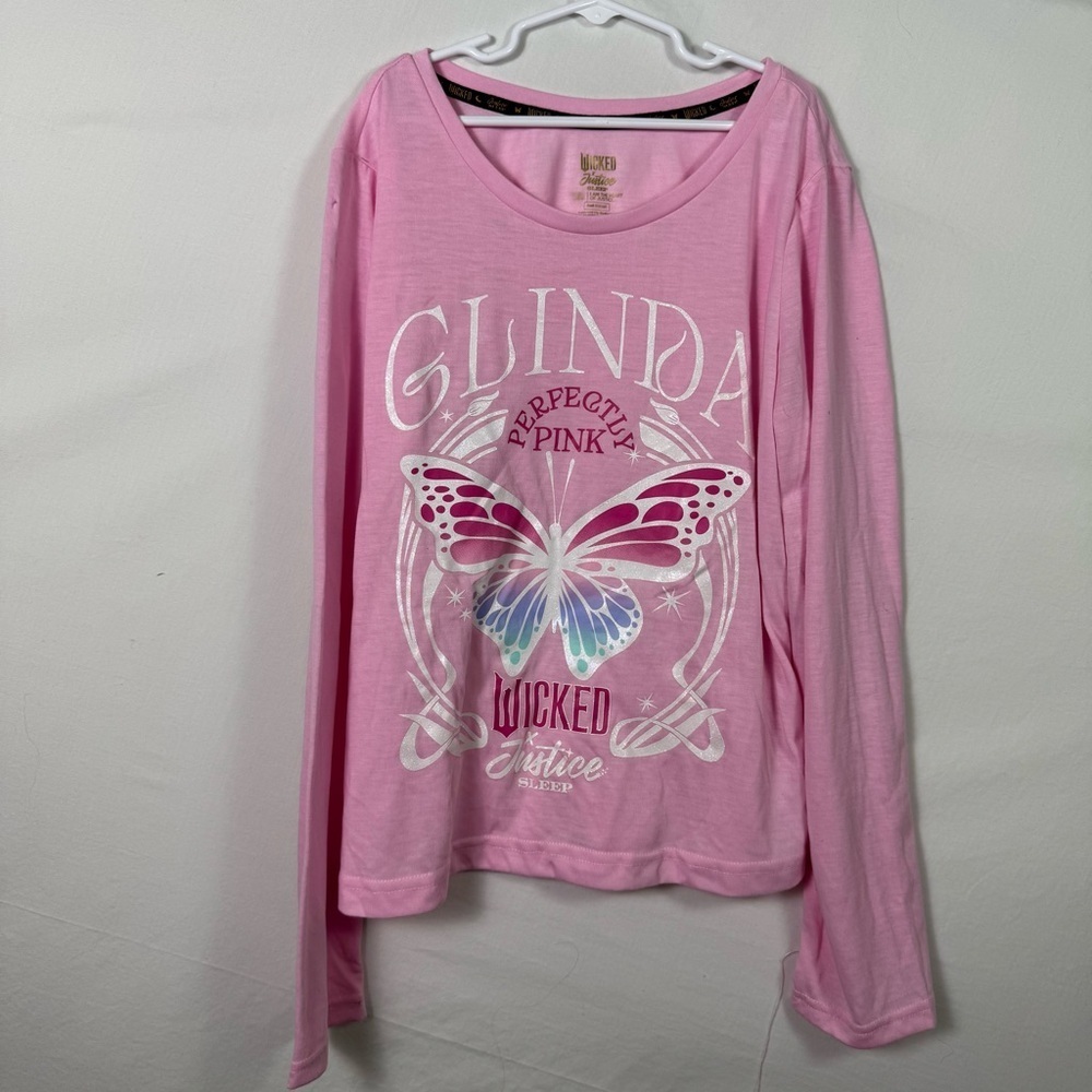 Wicked Justice Pink Long Sleeve Sleep Shirt Girls Size L